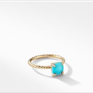 Chatelaine ring with Turquoise and pave diamonds